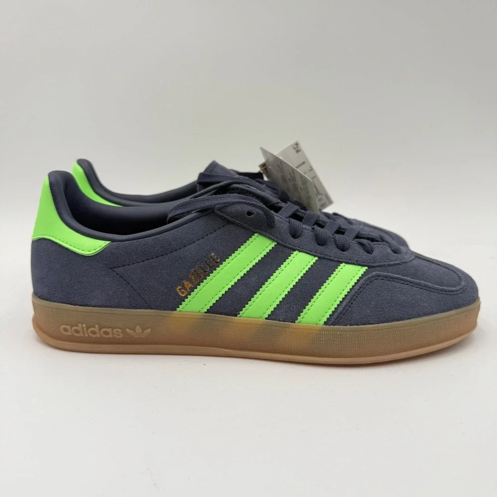 Adidas Gazelle Indoor Men's Size 8 Shadow Navy Lime Burst NEW JR3842